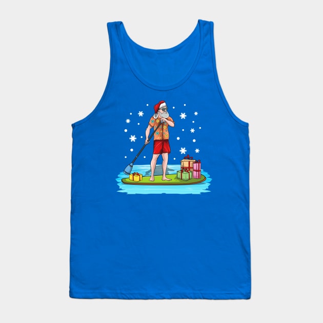 Paddle Board Santa Christmas In July Water Sports Tank Top by E